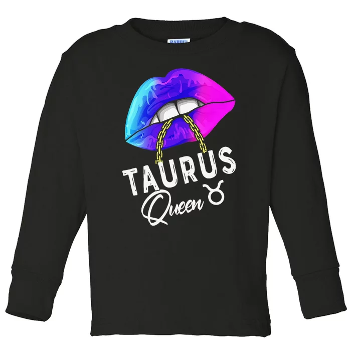 Wo Graduated Purple Blue Taurus Queen May April Zodiac Toddler Long Sleeve Shirt