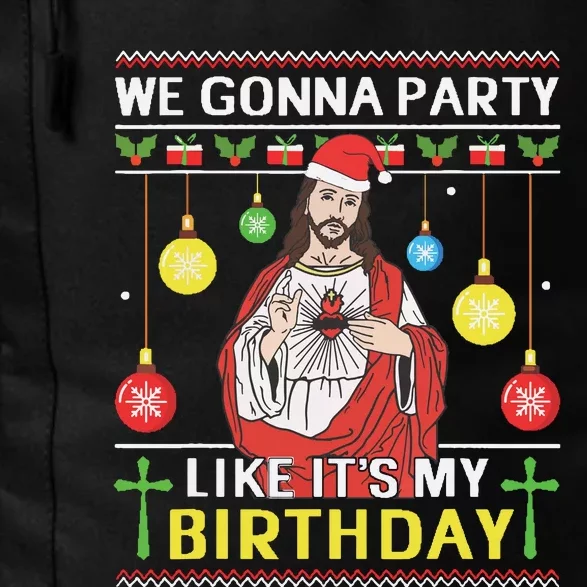 We Gonna Party Like Its My Birthday Jesus Sweater Christmas Daily Commute Backpack