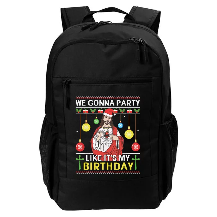 We Gonna Party Like Its My Birthday Jesus Sweater Christmas Daily Commute Backpack