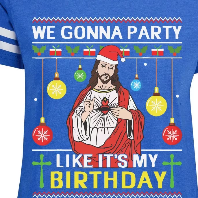 We Gonna Party Like Its My Birthday Jesus Sweater Christmas Enza Ladies Jersey Football T-Shirt