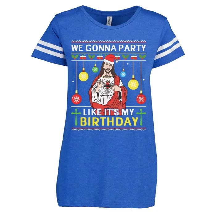 We Gonna Party Like Its My Birthday Jesus Sweater Christmas Enza Ladies Jersey Football T-Shirt