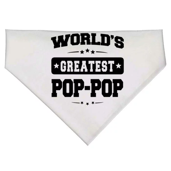 Worlds Greatest Poppop Dad Birthday Fathers Day Gift USA-Made Doggie Bandana