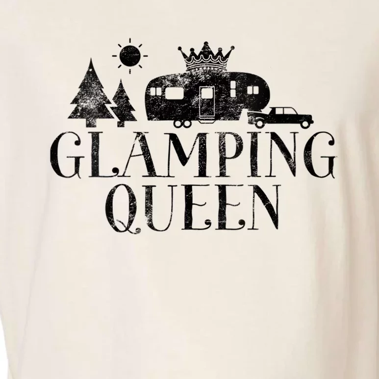 Wo Glamping Queen 5th Wheel Camper RV Camping Vacation Gift V-Neck Garment-Dyed Women's Muscle Tee