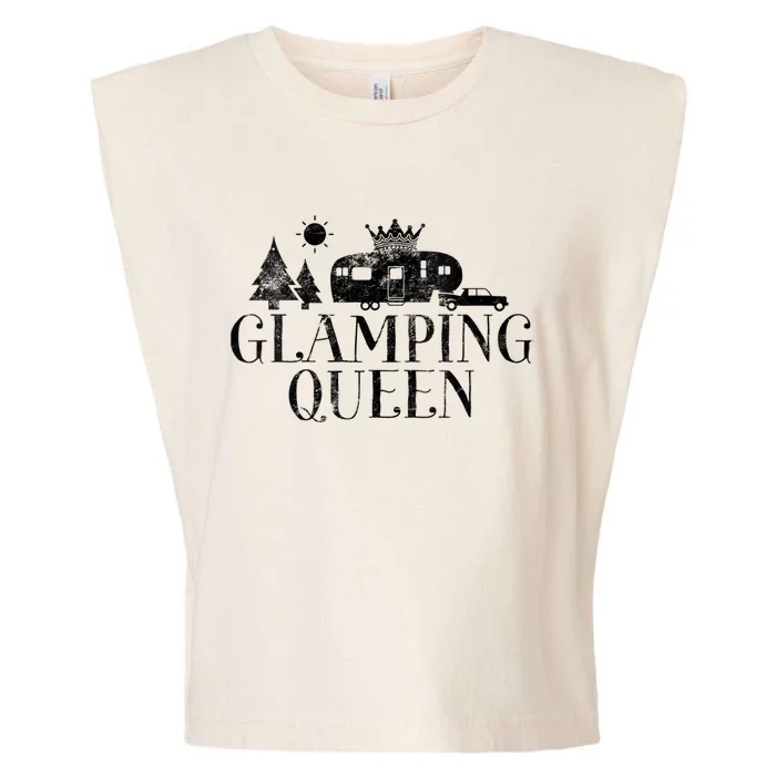 Wo Glamping Queen 5th Wheel Camper RV Camping Vacation Gift V-Neck Garment-Dyed Women's Muscle Tee