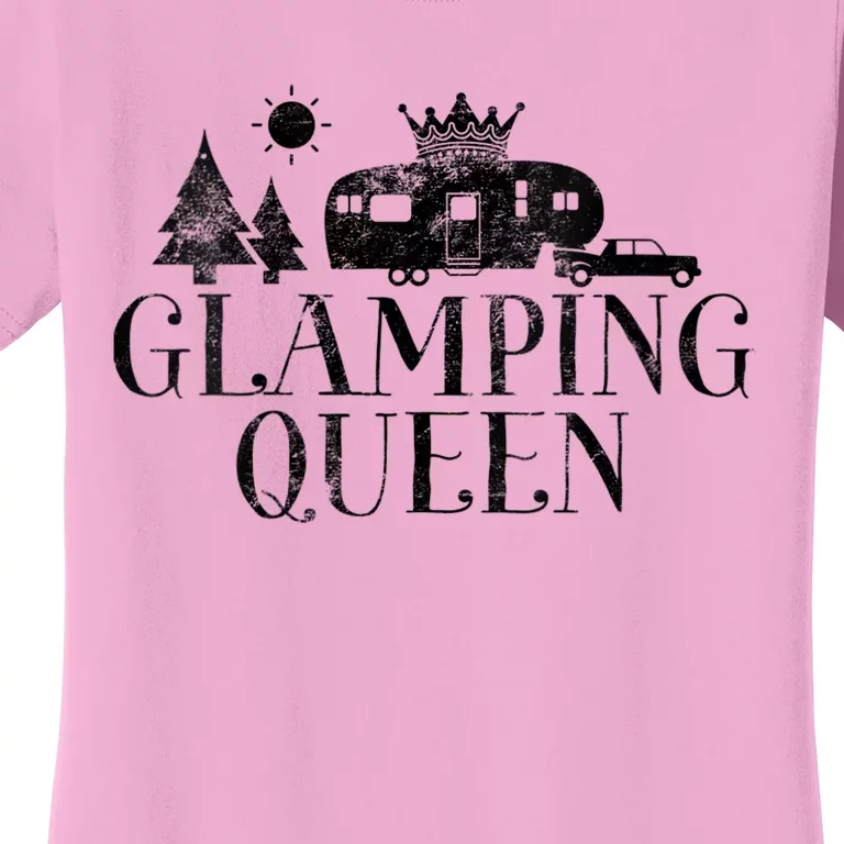 Wo Glamping Queen 5th Wheel Camper RV Camping Vacation Gift V-Neck Women's T-Shirt