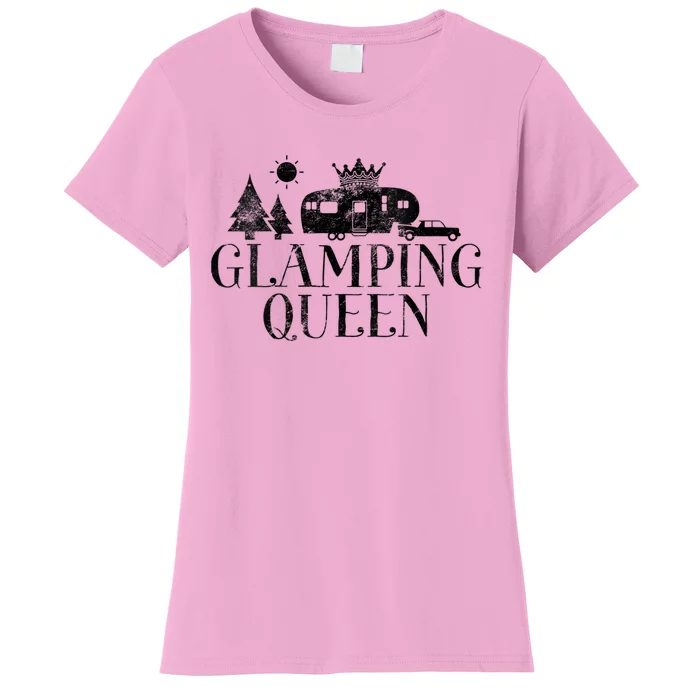 Wo Glamping Queen 5th Wheel Camper RV Camping Vacation Gift V-Neck Women's T-Shirt