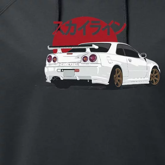 White Gt R 34 JDM Skyline Performance Fleece Hoodie