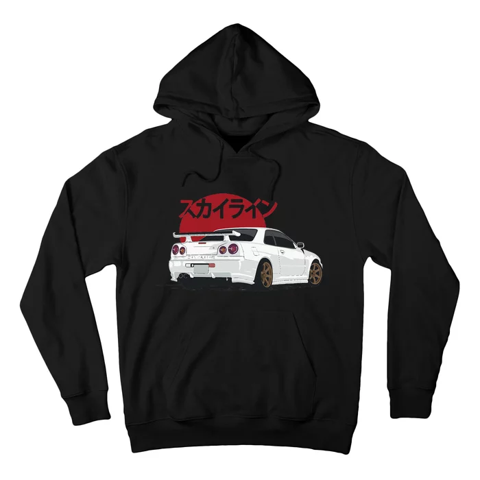 White Gt R 34 JDM Skyline Hoodie