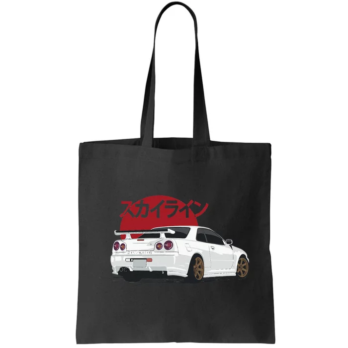 White Gt R 34 JDM Skyline Tote Bag