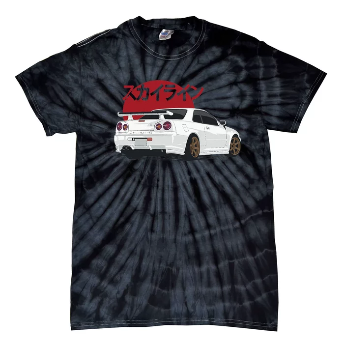 White Gt R 34 JDM Skyline Tie-Dye T-Shirt