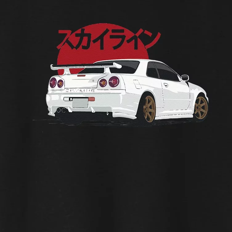 White Gt R 34 JDM Skyline Women's Crop Top Tee