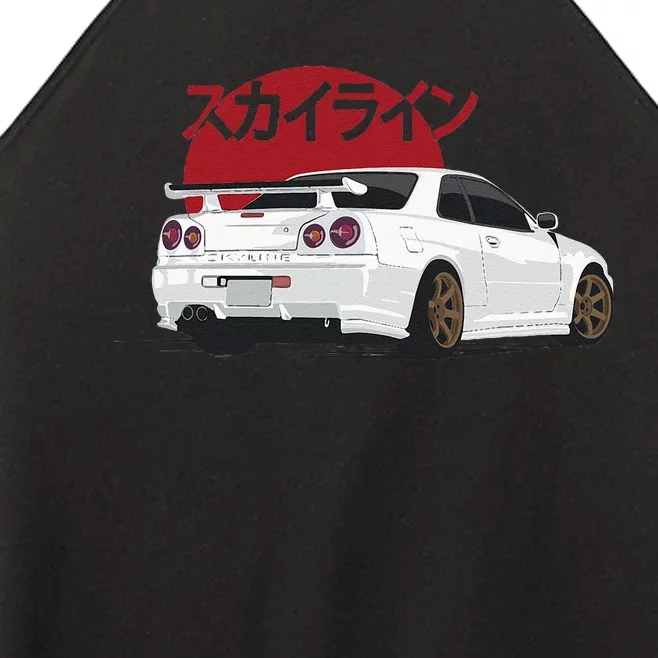 White Gt R 34 JDM Skyline Women’s Perfect Tri Rocker Tank