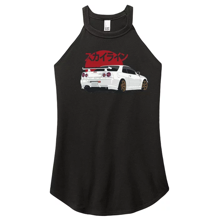 White Gt R 34 JDM Skyline Women’s Perfect Tri Rocker Tank