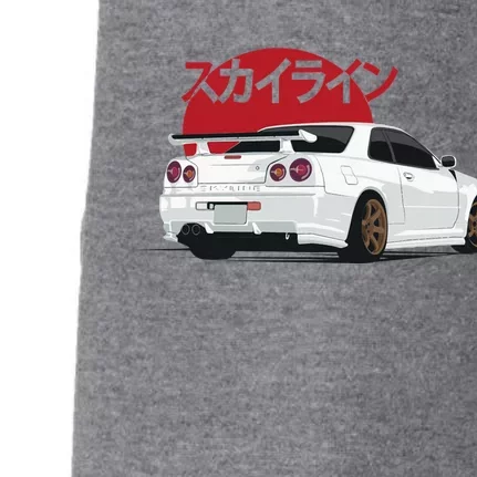 White Gt r 34 JDM Skyline Doggie 3-End Fleece Hoodie