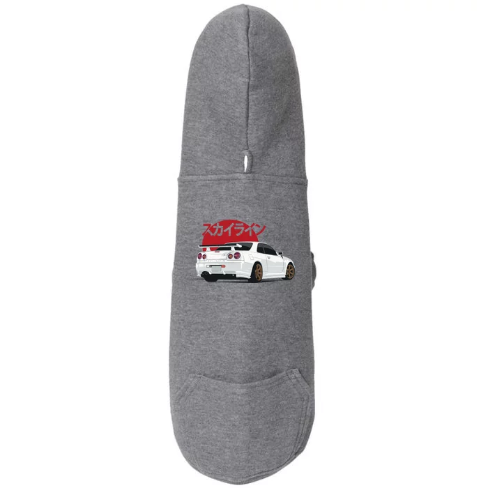 White Gt r 34 JDM Skyline Doggie 3-End Fleece Hoodie