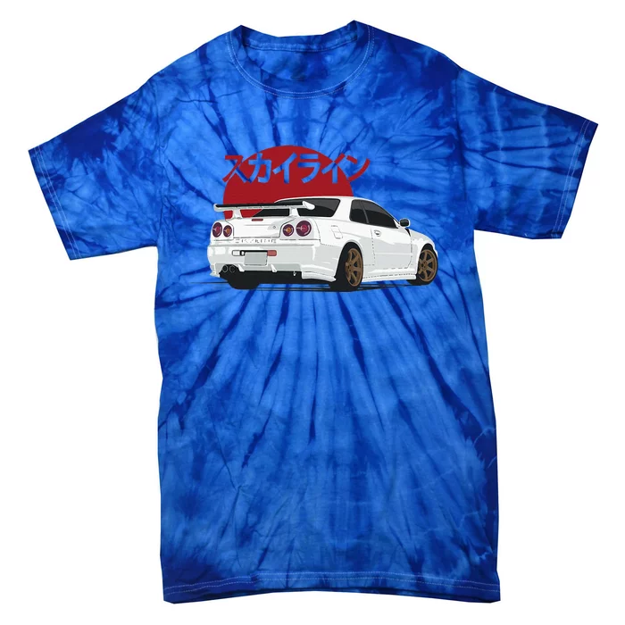 White Gt R 34 Jdm Skyline Tie-Dye T-Shirt