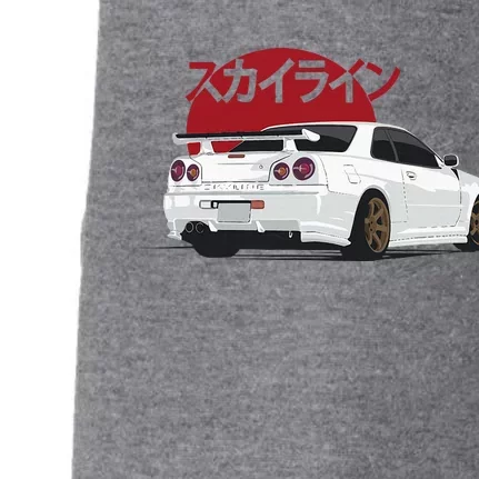 White Gt R 34 Jdm Skyline Doggie 3-End Fleece Hoodie