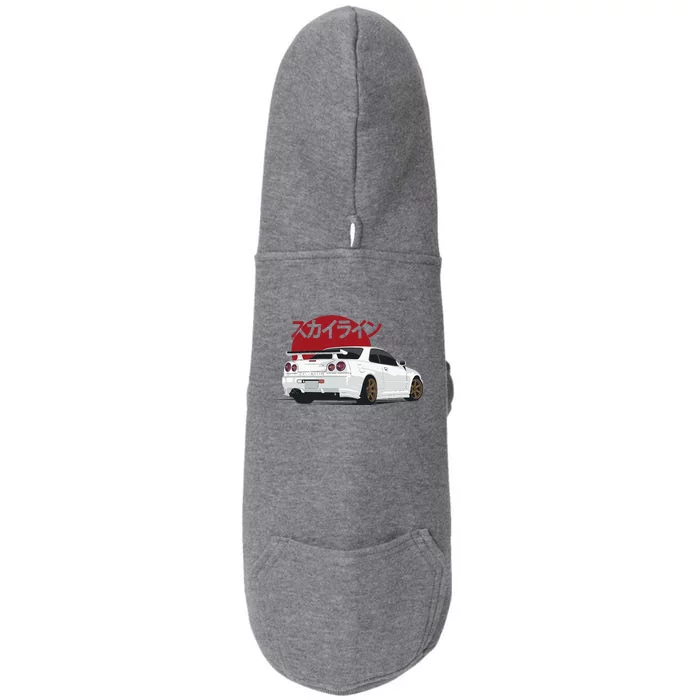 White Gt R 34 Jdm Skyline Doggie 3-End Fleece Hoodie