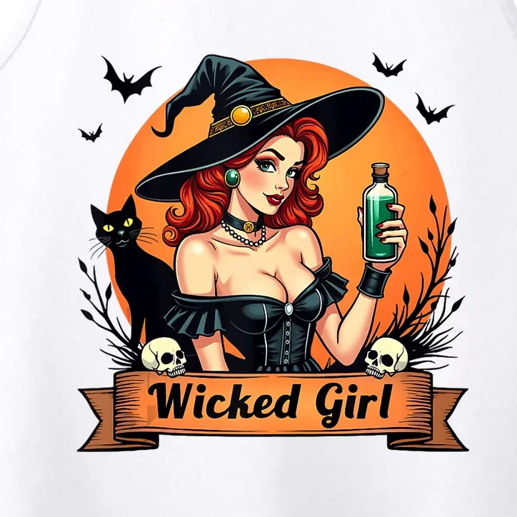 Wicked Girl Retro Pin Up Witch Halloween Performance Tank