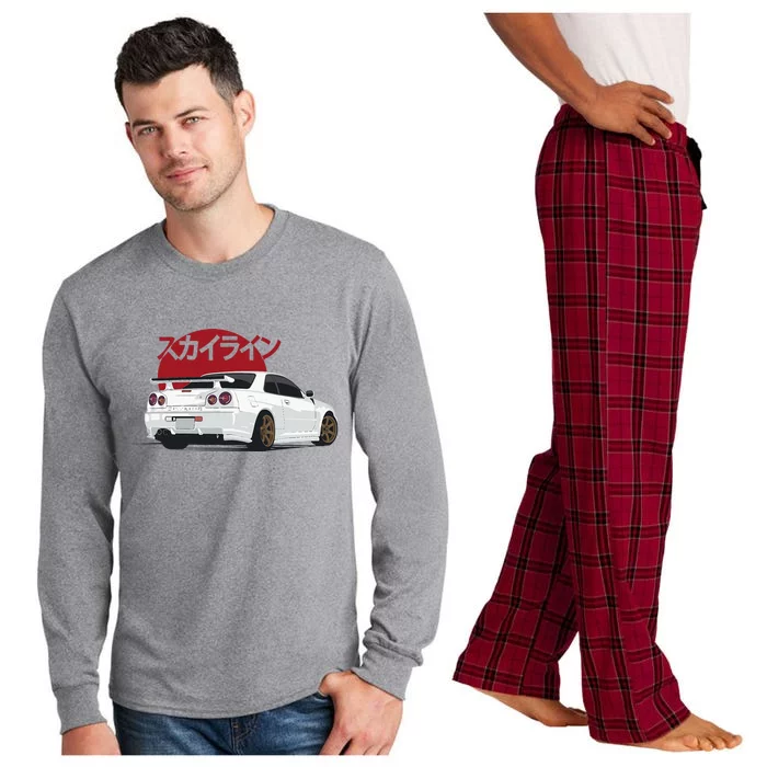 White Gt R 34 Jdm Skyline Long Sleeve Pajama Set