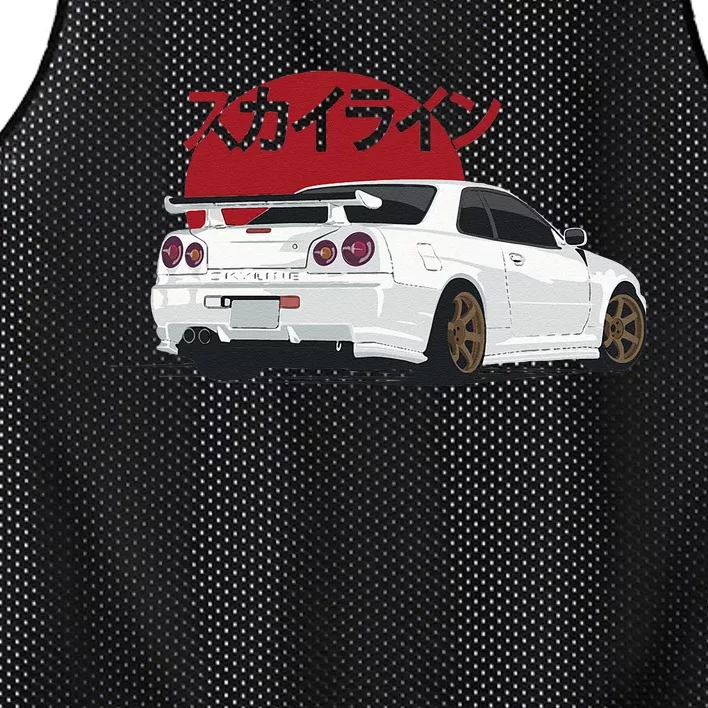 White Gt R 34 JDM Skyline Mesh Reversible Basketball Jersey Tank