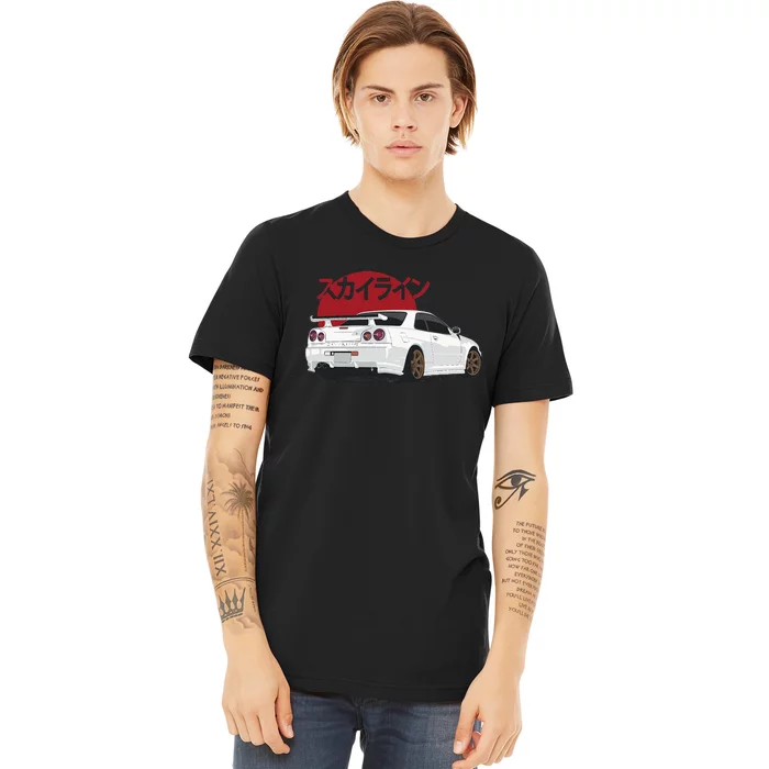 White Gt R 34 JDM Skyline Premium T-Shirt