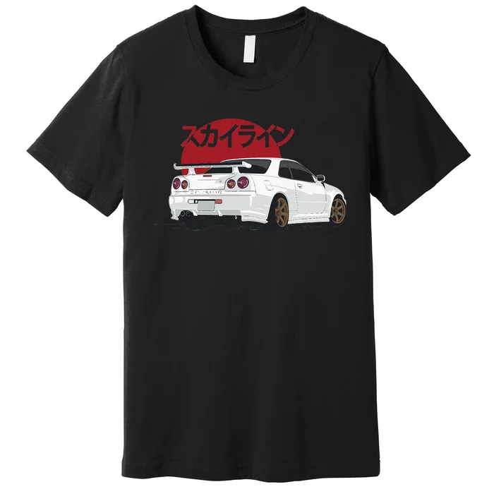 White Gt R 34 JDM Skyline Premium T-Shirt