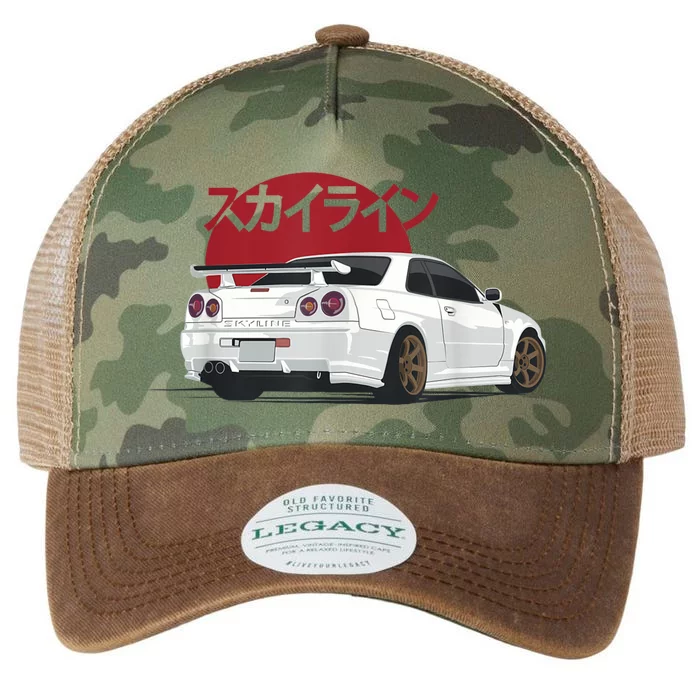 White Gt R 34 Jdm Skyline Legacy Tie Dye Trucker Hat