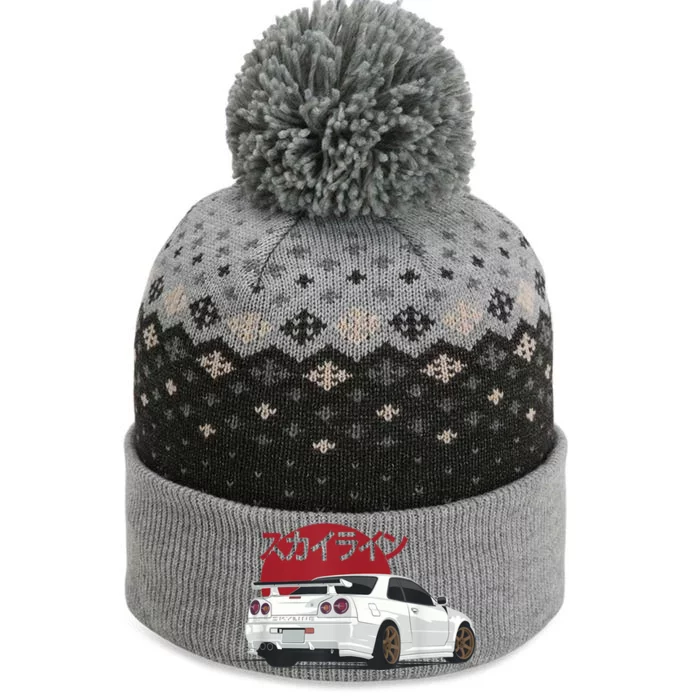 White Gt R 34 Jdm Skyline The Baniff Cuffed Pom Beanie