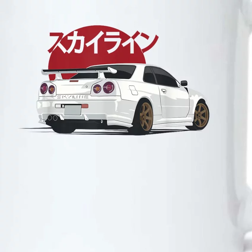 White Gt R 34 Jdm Skyline Black Color Changing Mug