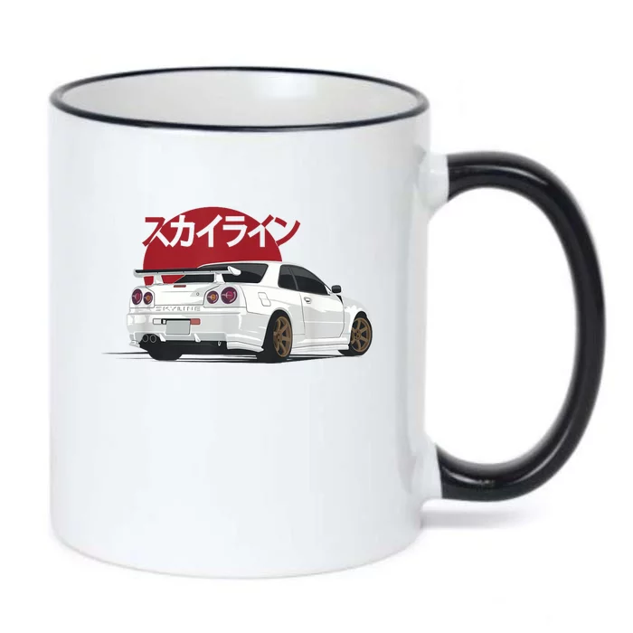 White Gt R 34 Jdm Skyline Black Color Changing Mug