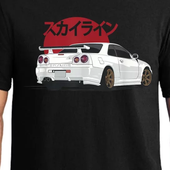 White Gt R 34 Jdm Skyline Pajama Set