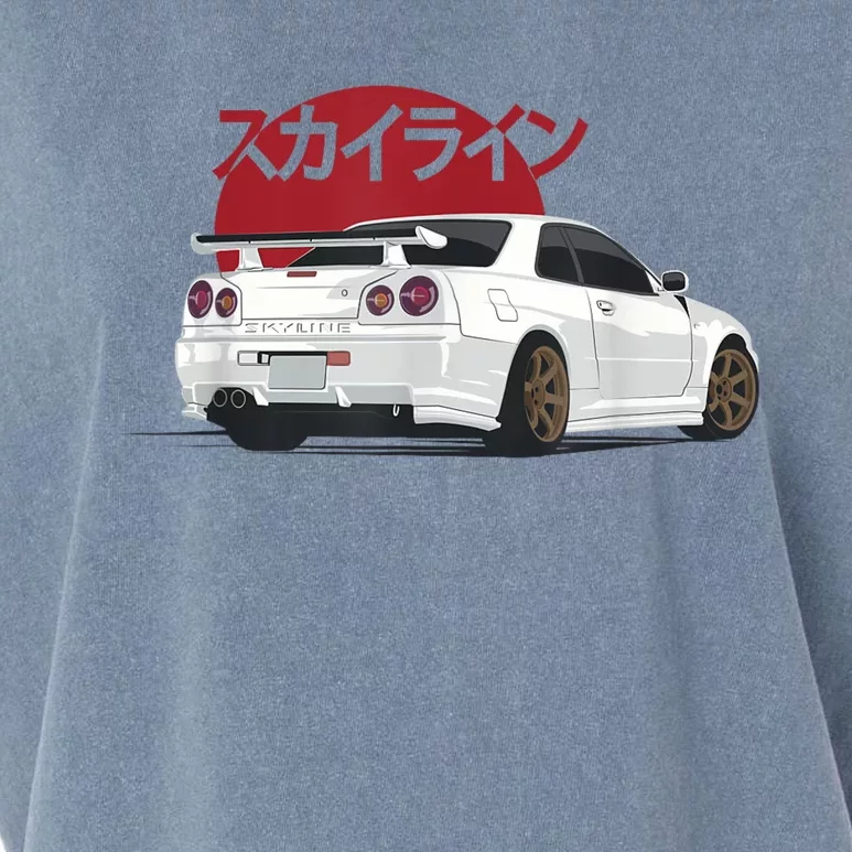 White Gt R 34 Jdm Skyline Garment-Dyed Women's Muscle Tee