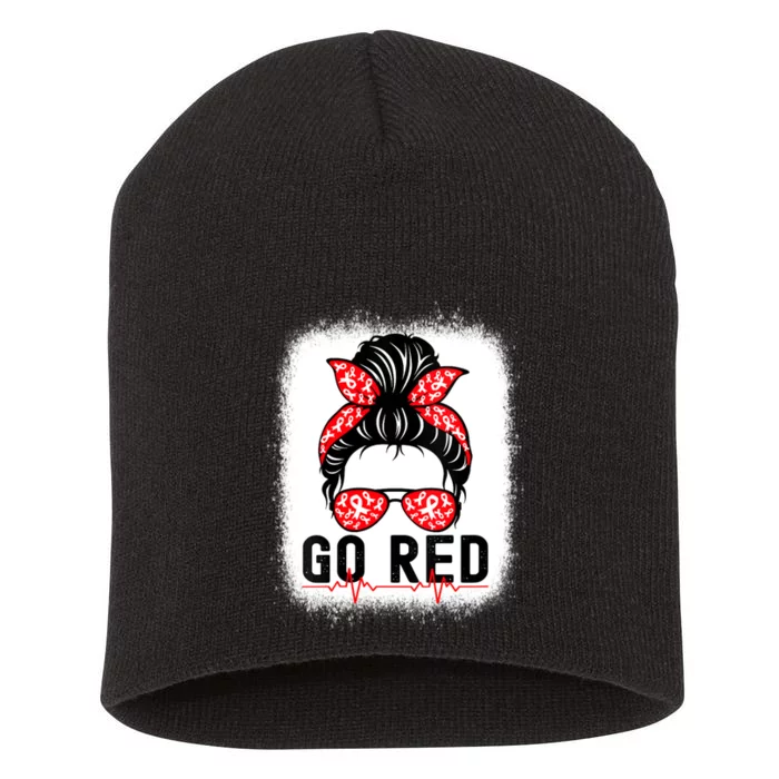 Womens Go Red American Heart Health Month Awareness In February Short Acrylic Beanie