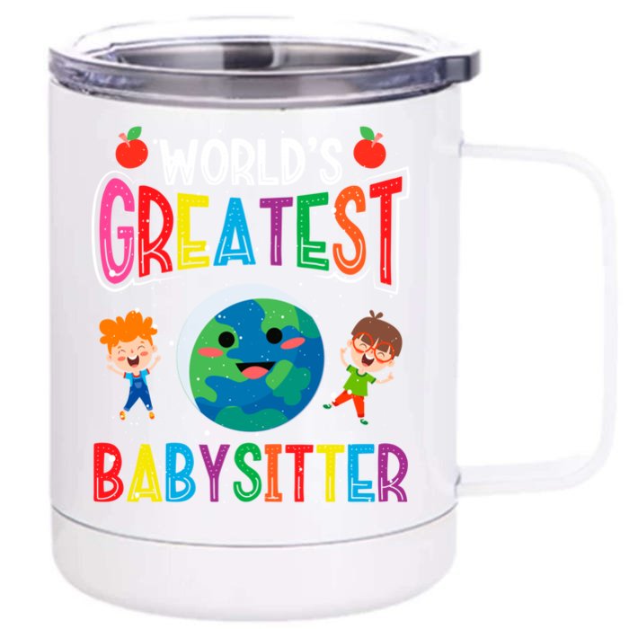 Worlds Greatest Sitter Backprint Sitter Cute Gift Front & Back 12oz Stainless Steel Tumbler Cup