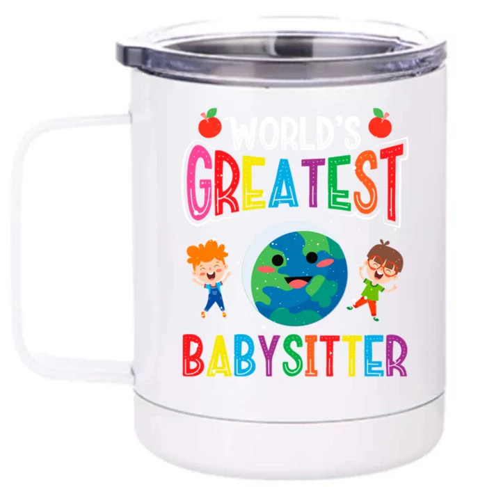 Worlds Greatest Sitter Backprint Sitter Cute Gift Front & Back 12oz Stainless Steel Tumbler Cup