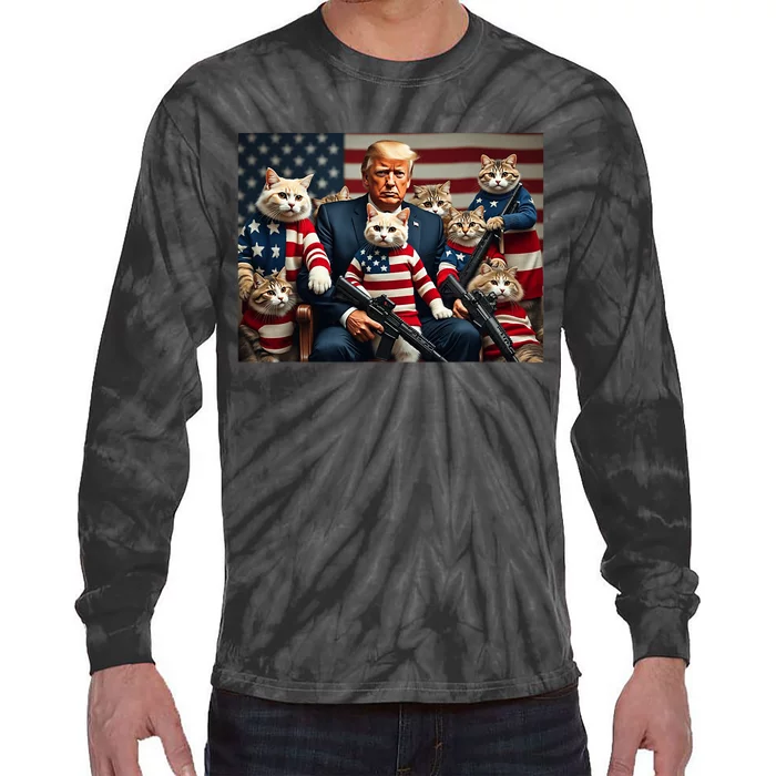 We’Re Gonna Save The Cats Funny Trump Vote 2024 America Tie-Dye Long Sleeve Shirt