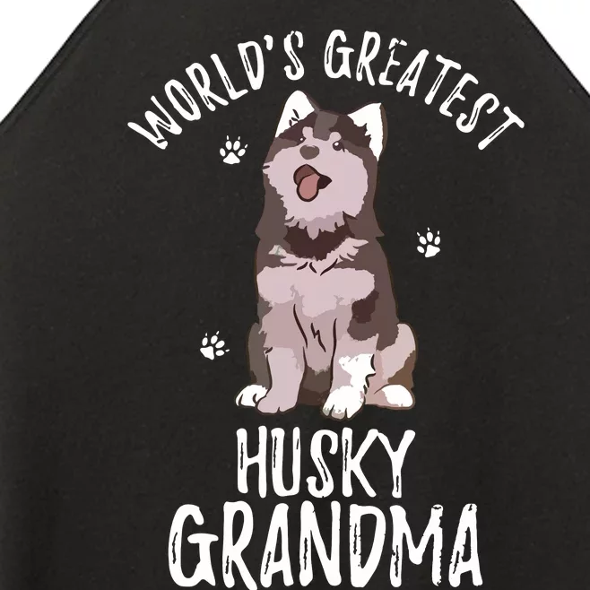 Worlds Greatest Siberian Husky Grandma Funny Dog Pet Lover Women’s Perfect Tri Rocker Tank