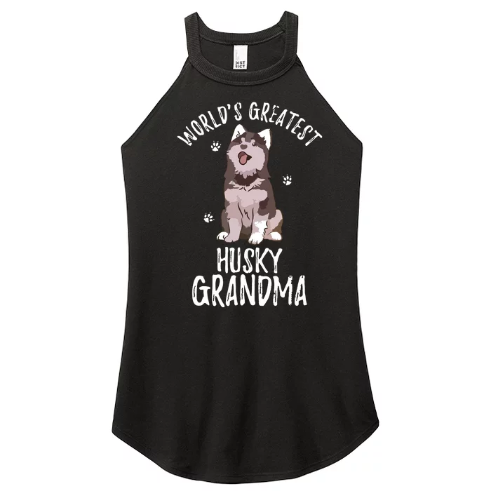 Worlds Greatest Siberian Husky Grandma Funny Dog Pet Lover Women’s Perfect Tri Rocker Tank