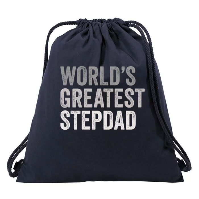 Worlds Greatest Stepdad Funny Dad Stepfather Gift Drawstring Bag