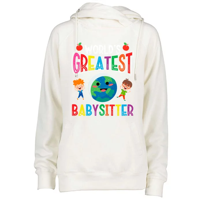 Worlds Greatest Sitter Backprint Sitter Gift Womens Funnel Neck Pullover Hood