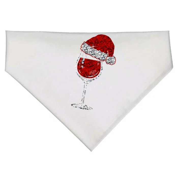 Wine Glasses Santa Hat Christmas Funny Wine Lovers Xmas Gift USA-Made Doggie Bandana