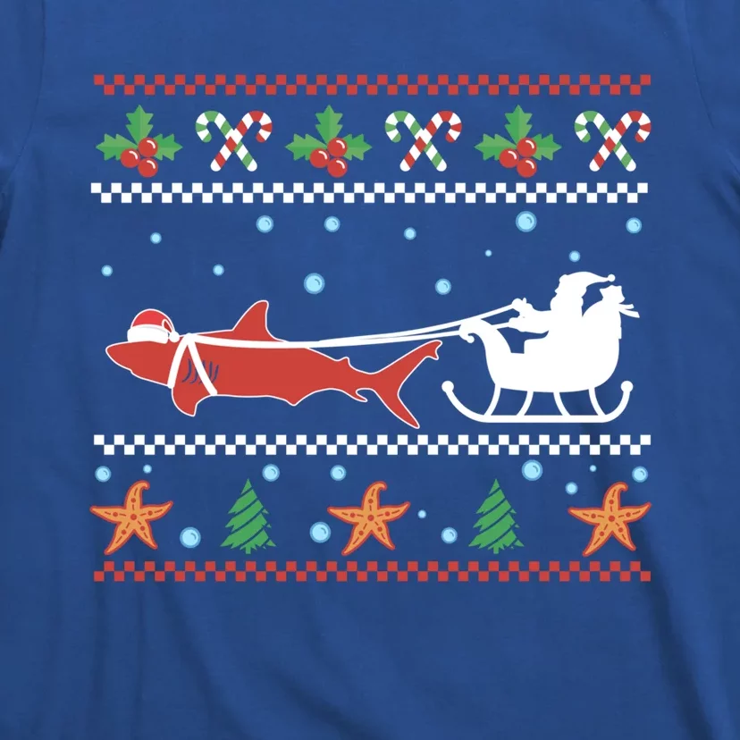 White Great Shark Ugly Christmas Sweater Santa Claus Sleigh Great Gift T-Shirt