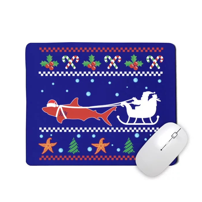 White Great Shark Ugly Christmas Sweater Santa Claus Sleigh Great Gift Mousepad