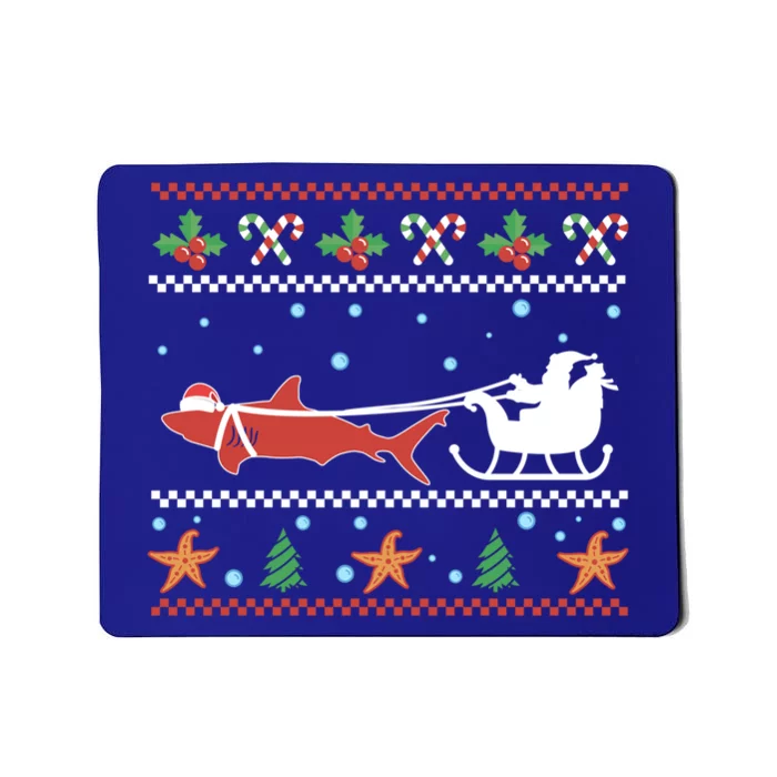 White Great Shark Ugly Christmas Sweater Santa Claus Sleigh Great Gift Mousepad