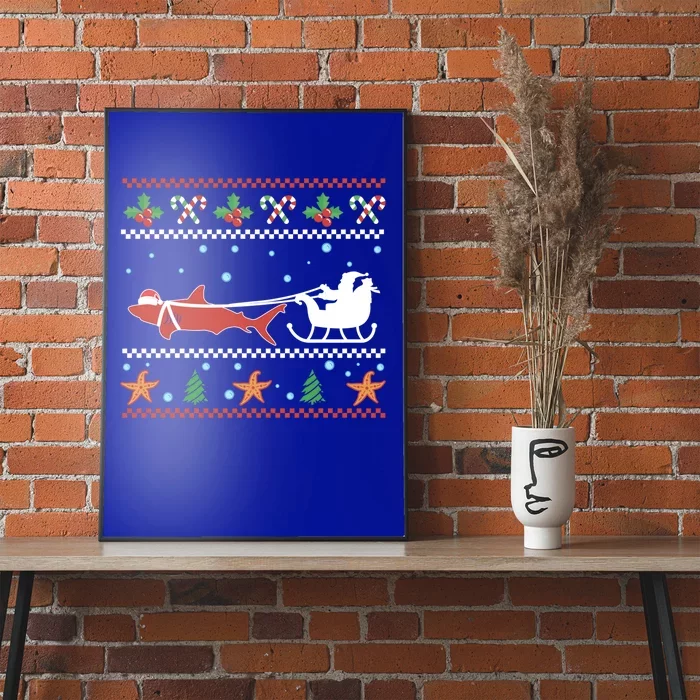 White Great Shark Ugly Christmas Sweater Santa Claus Sleigh Great Gift Poster