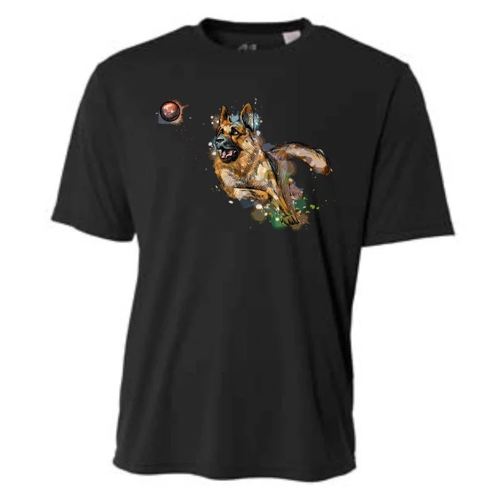 Watercolor Ger Shepherd For Alsatian Dog Owners Gift Cooling Performance Crew T-Shirt