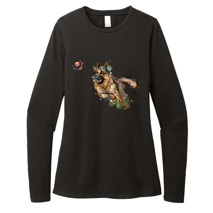 Watercolor Ger Shepherd For Alsatian Dog Owners Gift Womens CVC Long Sleeve Shirt