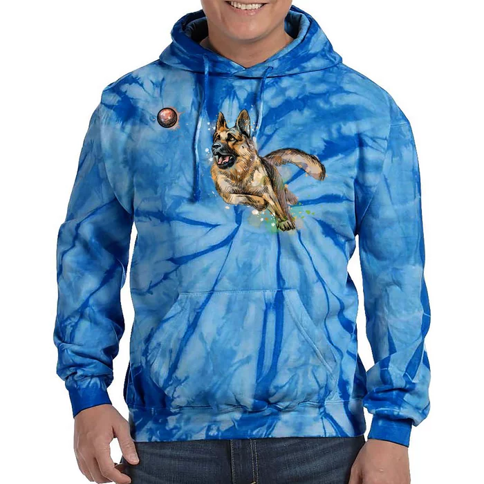 Watercolor Ger Shepherd For Alsatian Dog Owners Gift Tie Dye Hoodie