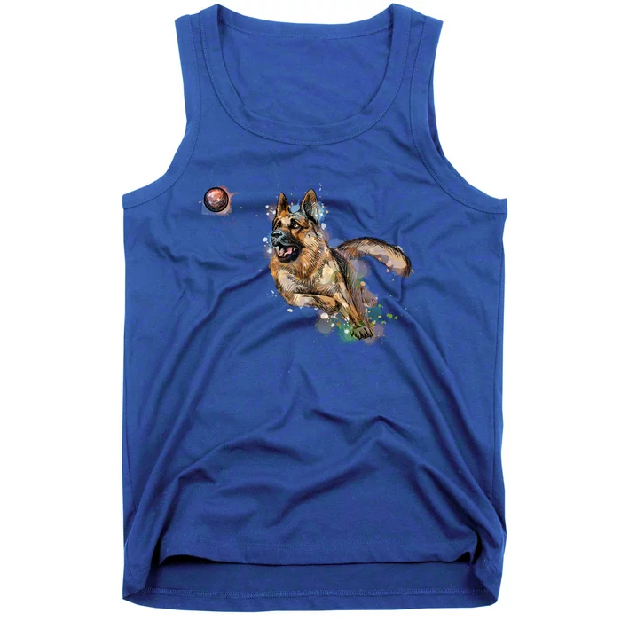 Watercolor Ger Shepherd For Alsatian Dog Owners Gift Tank Top